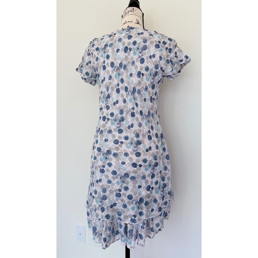 Nina Murati Blue Grey Polka Dot Cotton Gauze Tiered Dress Made in Italy Size M - Picture 9 of 15